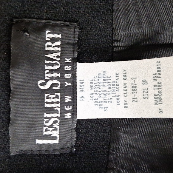 Vintage Leslie Stuart New York Black Minimalist Wool Blend Made in USA Jacket 8P - Picture 10 of 10